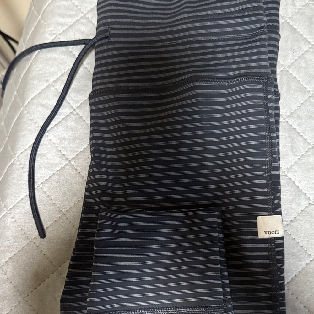 Vuori Navy and Gray Striped Leggings